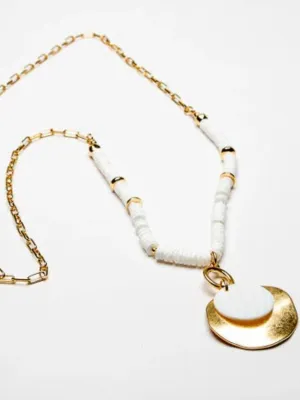 Natural Stone Disc Pendant Necklace