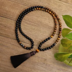 Natural stone necklace tiger eye 8mm bead, japamala 108 necklace