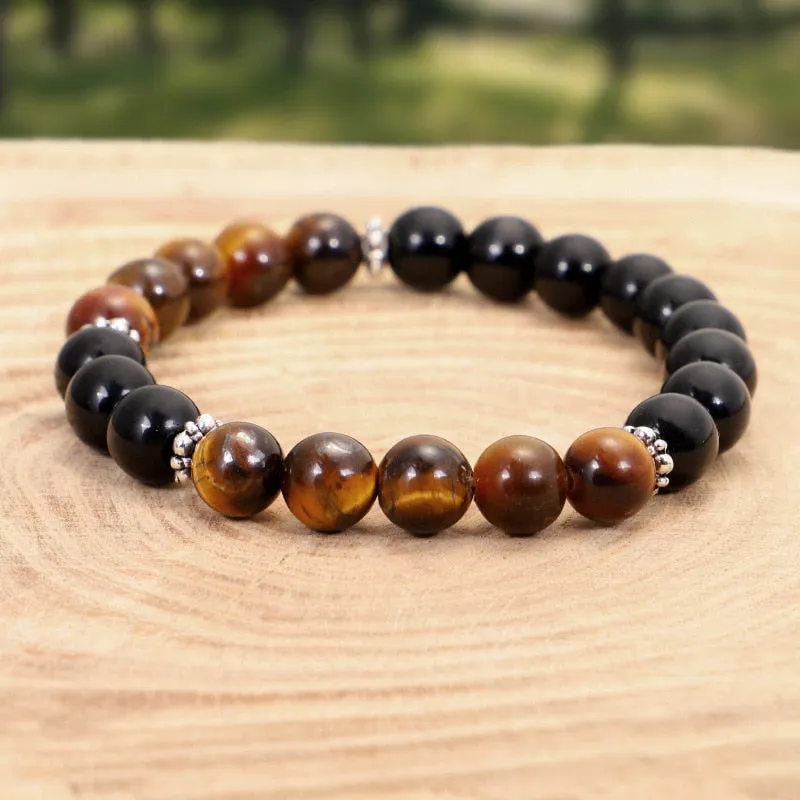 Natural stone necklace tiger eye 8mm bead, japamala 108 necklace