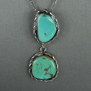 Navajo Turquoise Double Silver Pendant