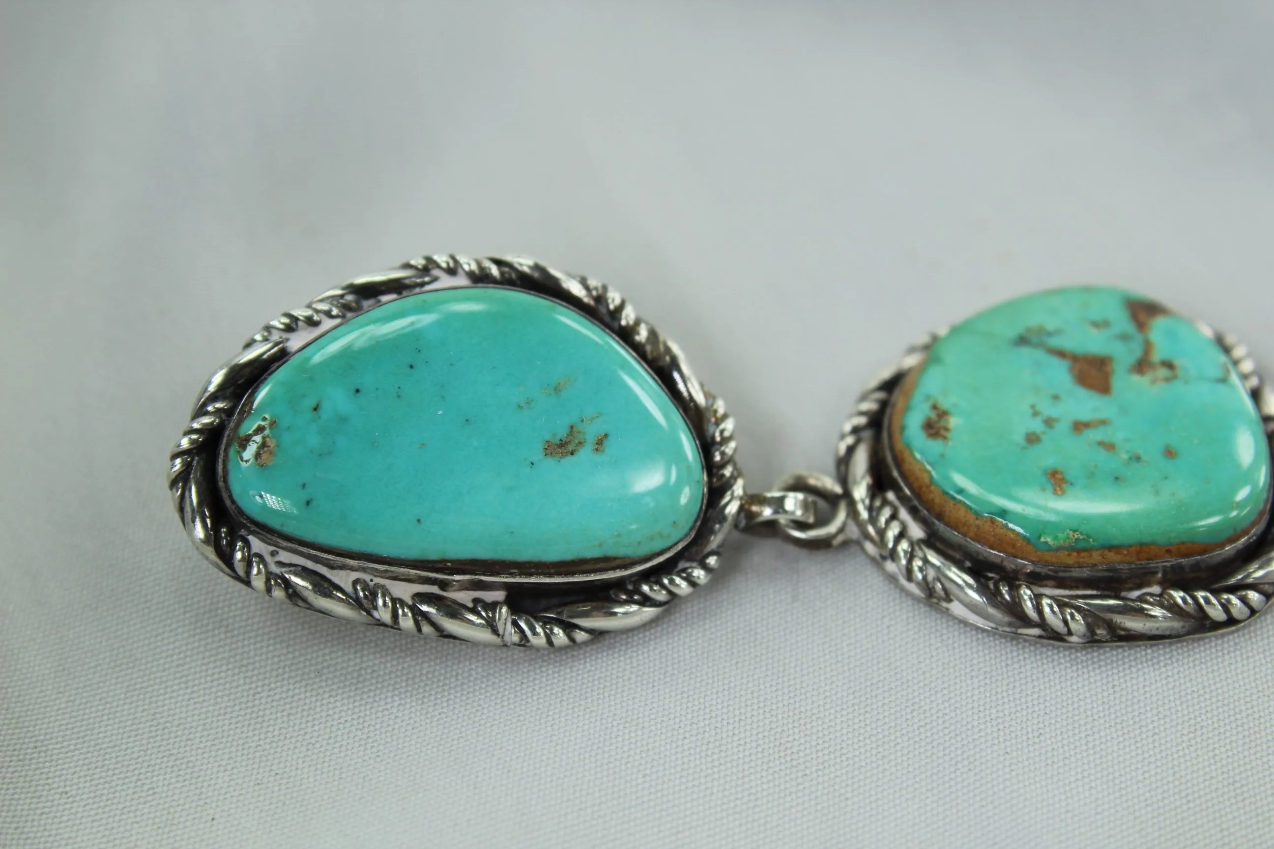 Navajo Turquoise Double Silver Pendant