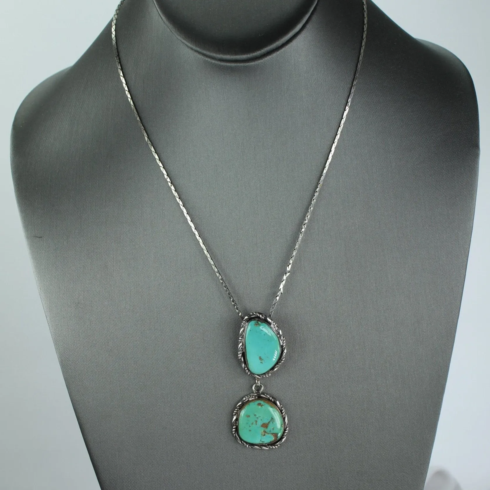 Navajo Turquoise Double Silver Pendant