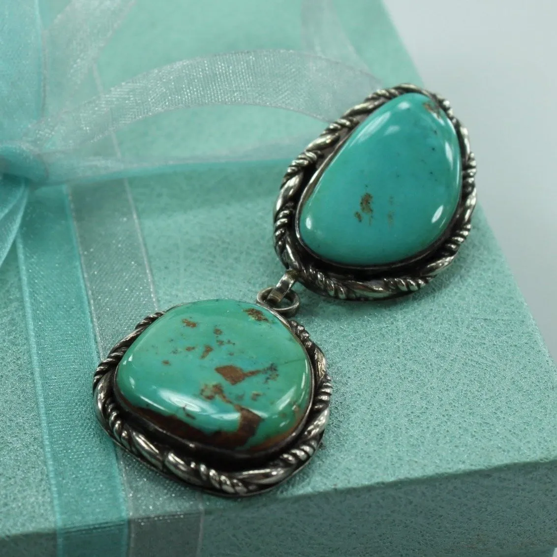 Navajo Turquoise Double Silver Pendant