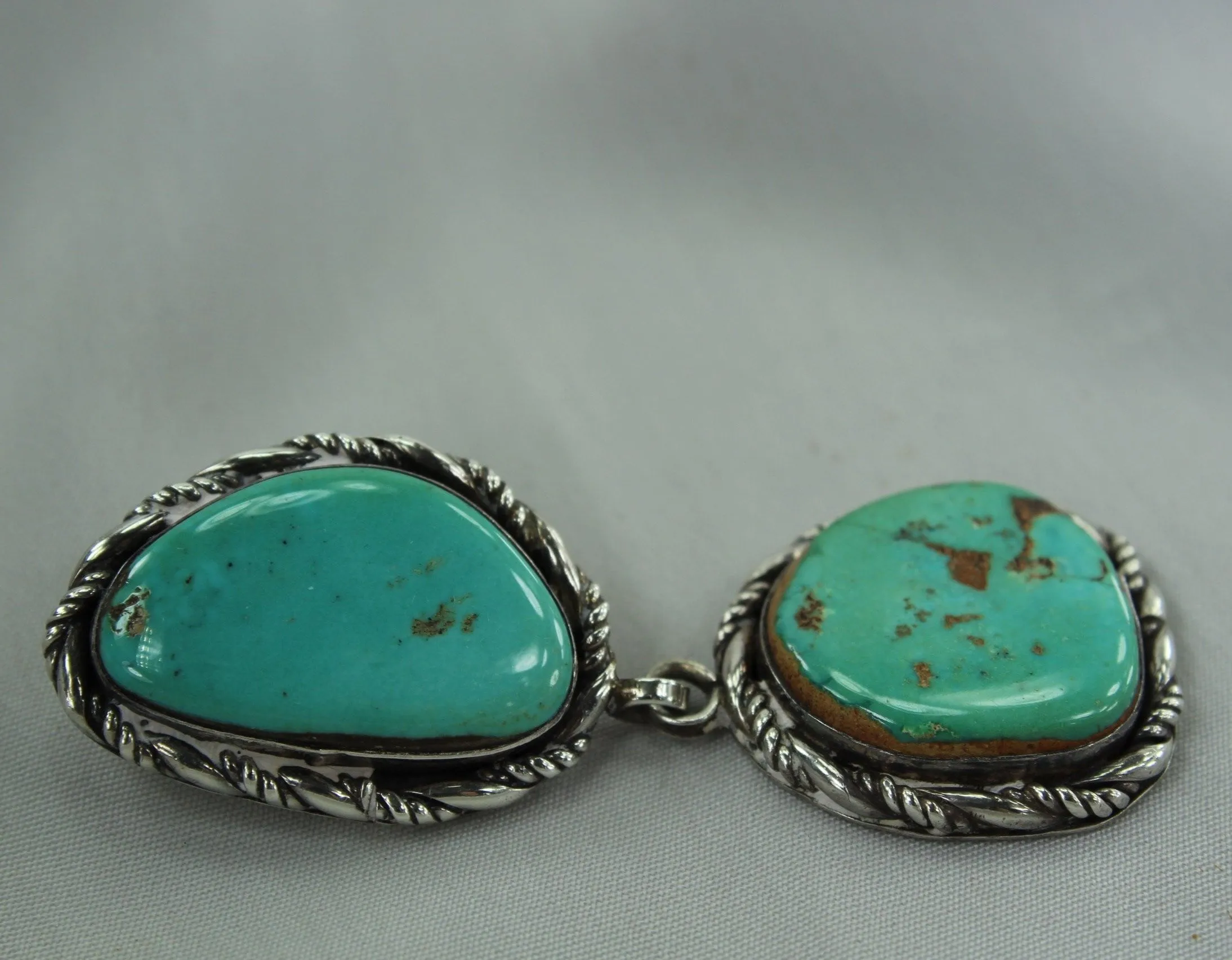 Navajo Turquoise Double Silver Pendant