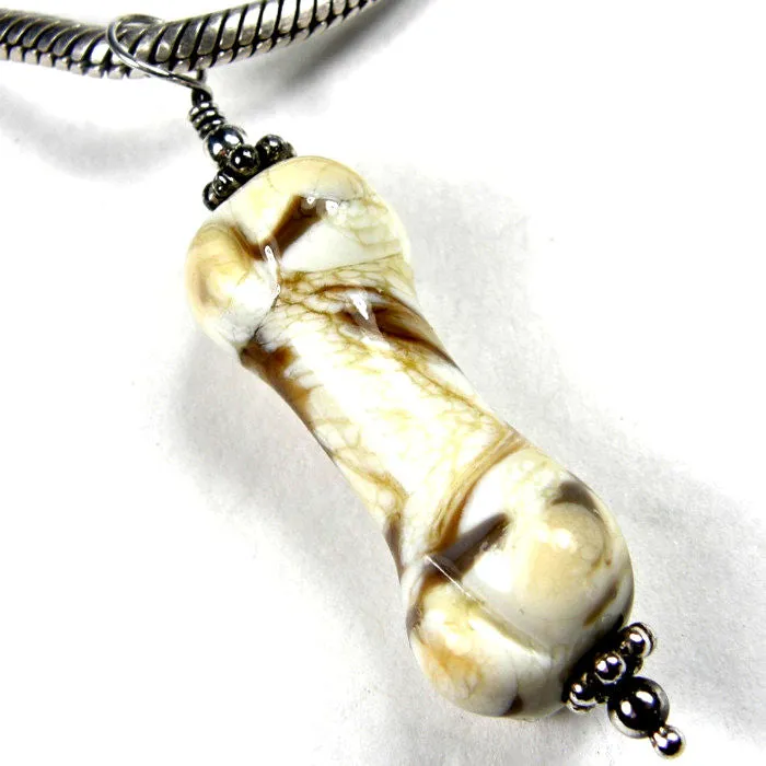 No Bones About It Lampwork Glass Pendant, Sterling Silver, Handmade Jewelry