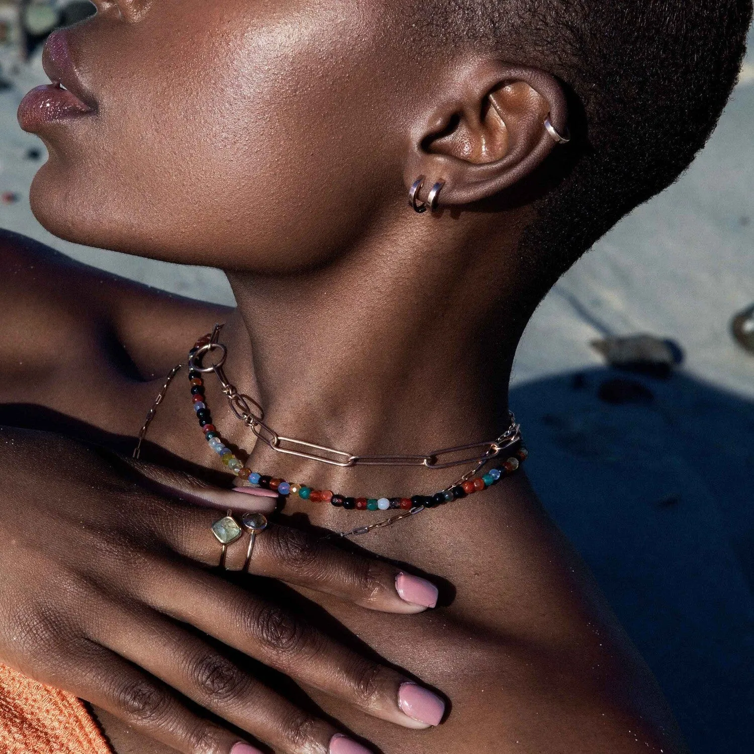 Nzuri Necklace in African Agate Beads and Gold