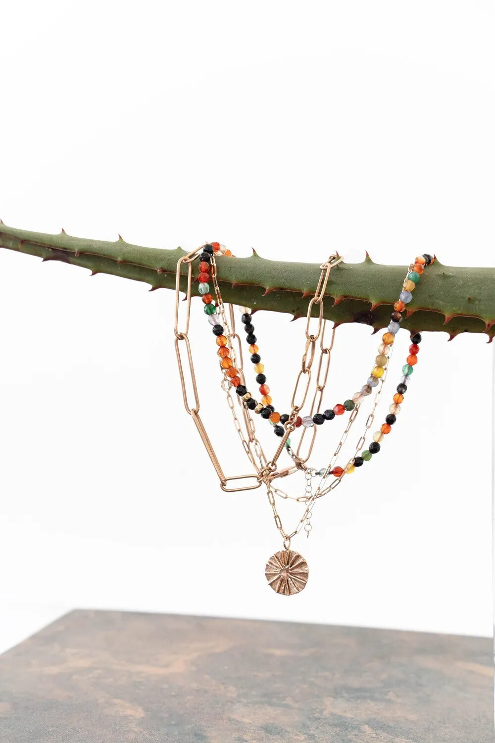 Nzuri Necklace in African Agate Beads and Gold