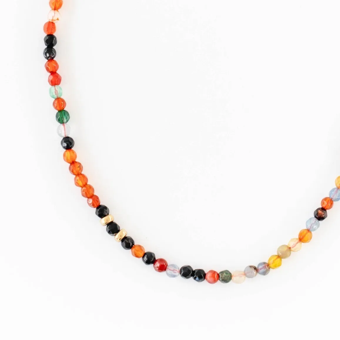 Nzuri Necklace in African Agate Beads and Gold