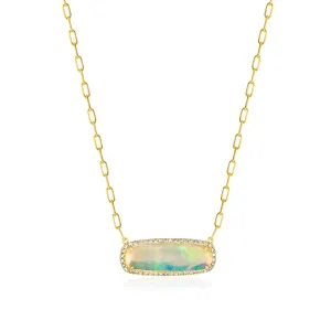 Oval Opal East West Necklace