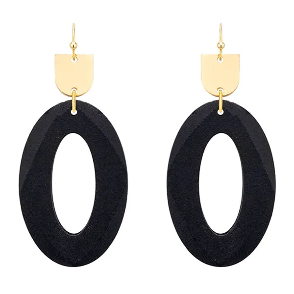 Oval Wood Earrings - 5 Colors