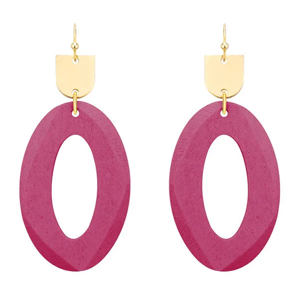 Oval Wood Earrings - 5 Colors