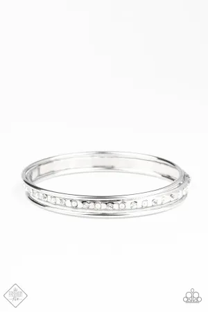 Paparazzi Ballroom Belle White Bangle Bracelet - Fashion Fix Fiercely 5th Avenue January 2020 - P9RE-WTXX-331OO