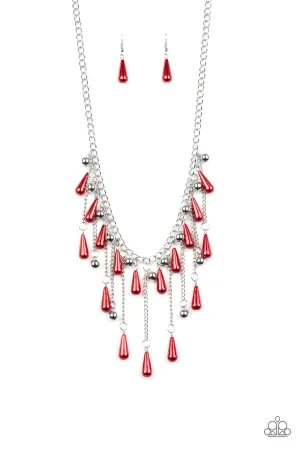 Paparazzi Fleur de Fringe - Red Necklace