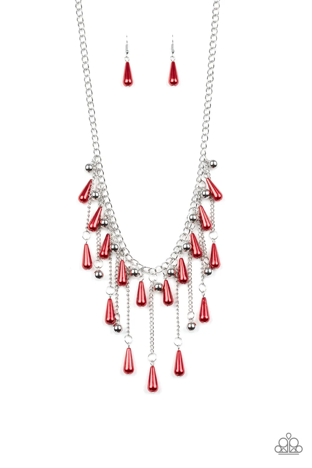 Paparazzi Fleur de Fringe - Red Necklace