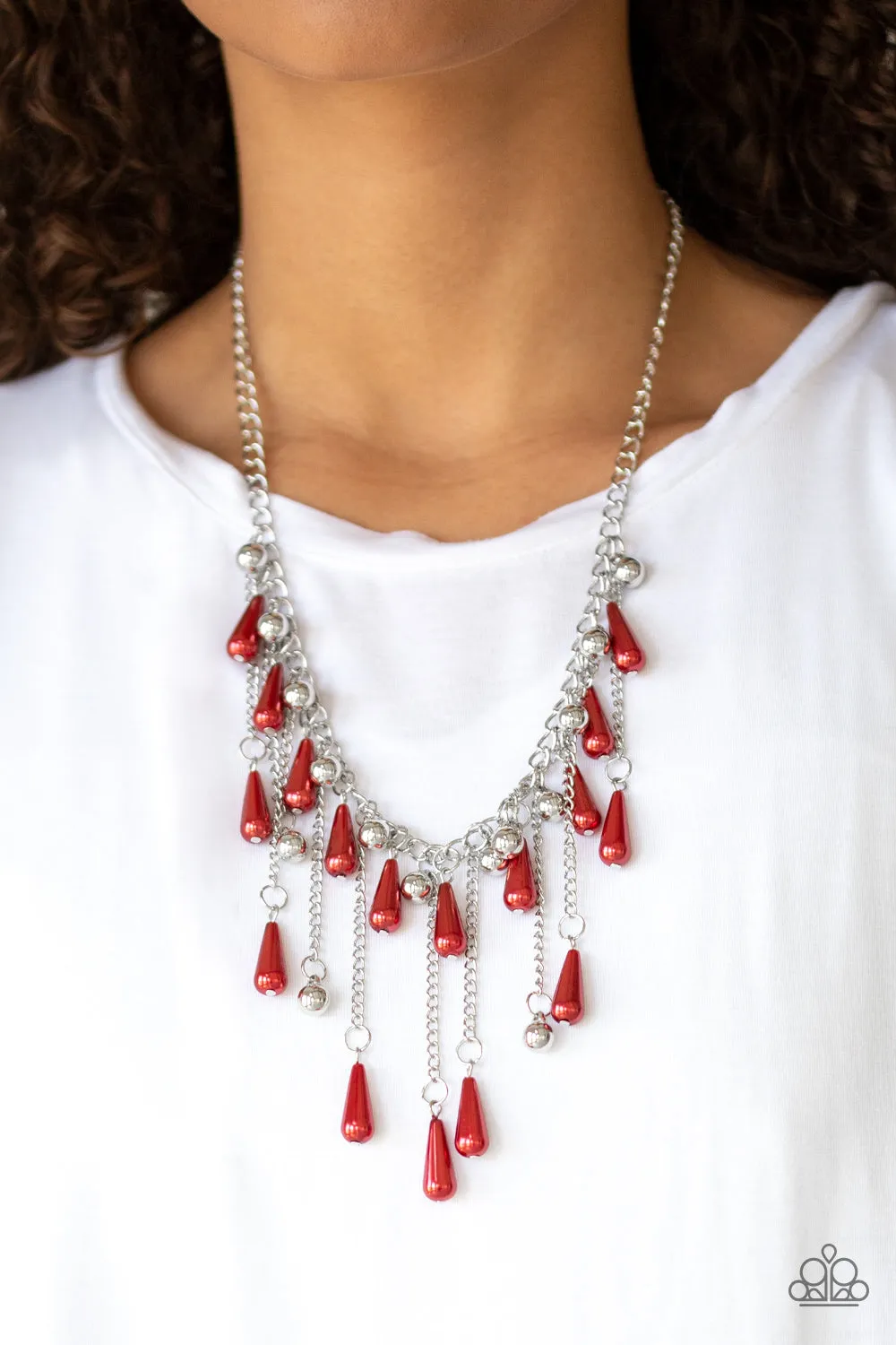 Paparazzi Fleur de Fringe - Red Necklace