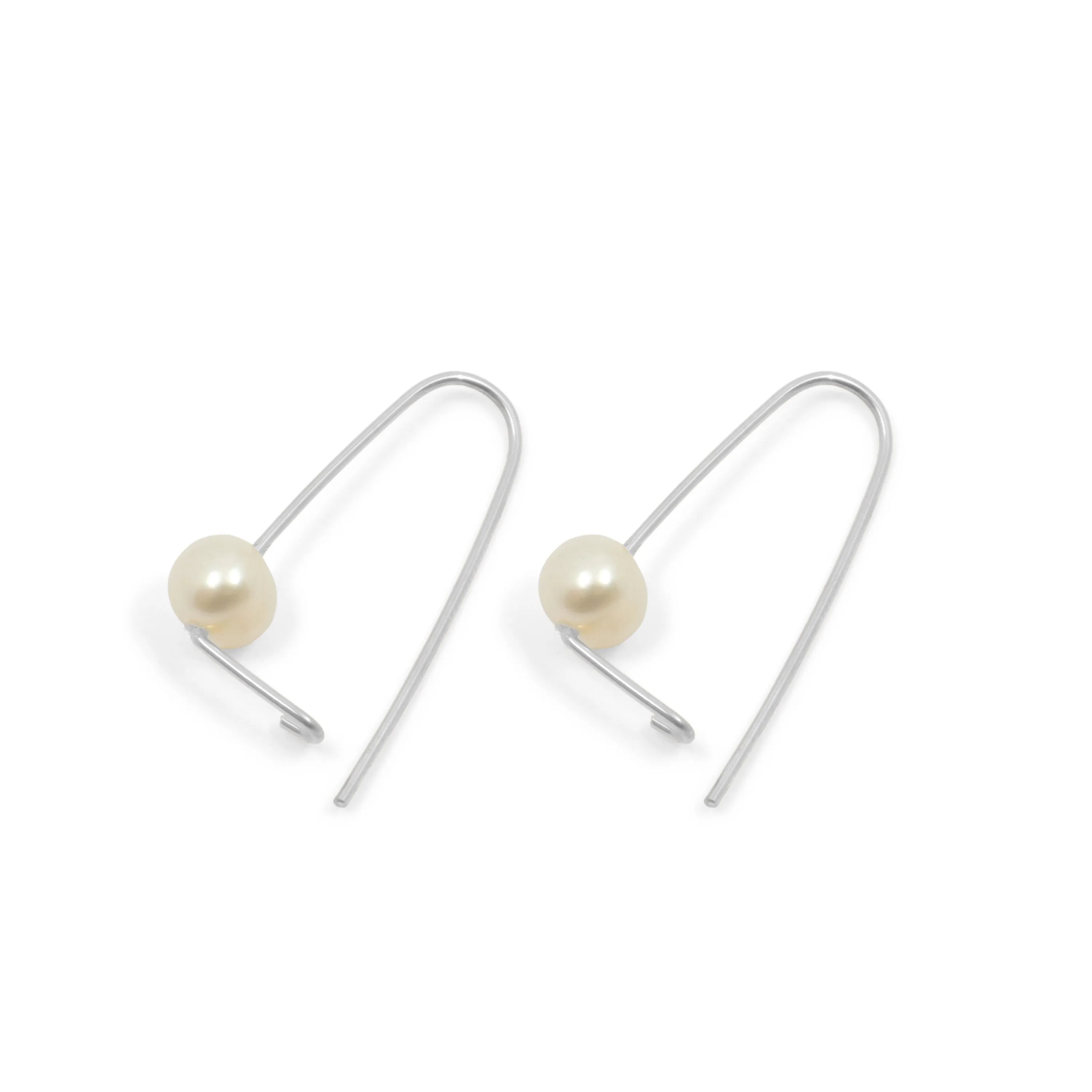 Pearl Wire Safety Pin Earring (Minimal) - Sterling Silver & Gold Filled