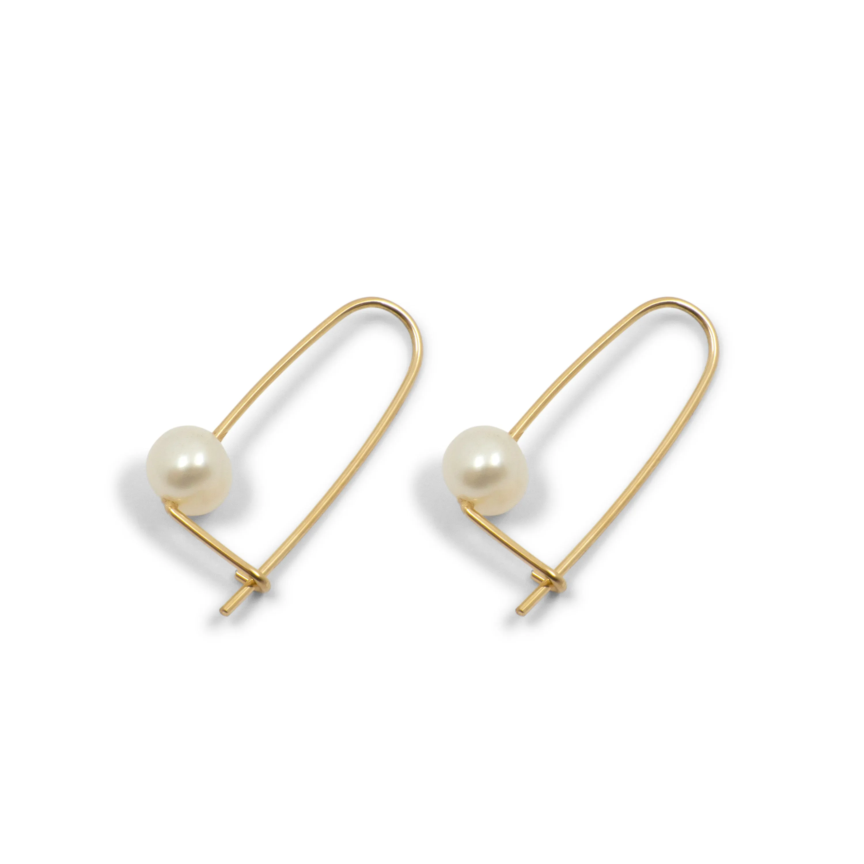 Pearl Wire Safety Pin Earring (Minimal) - Sterling Silver & Gold Filled