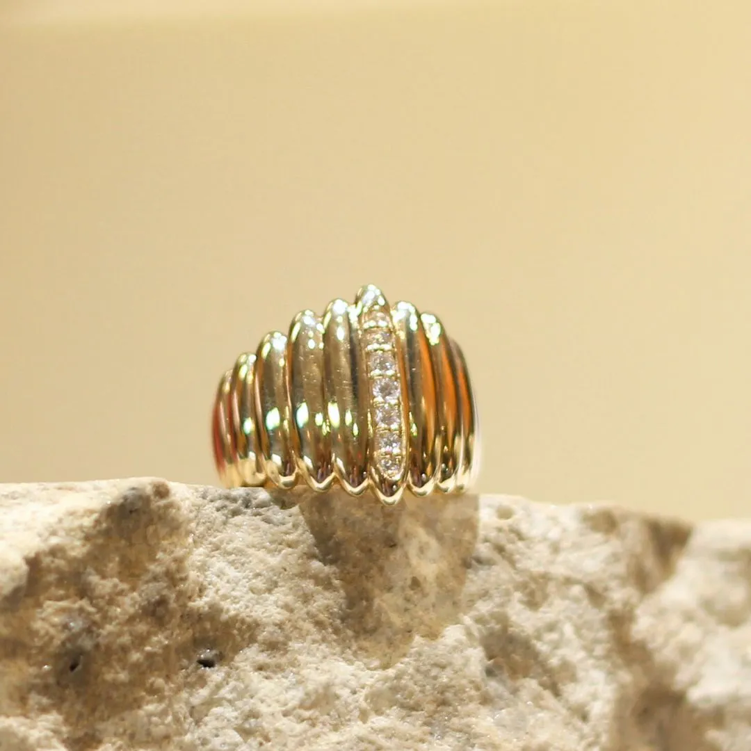 PIGALLE - Modern Wide Gold & Diamond Engagement Ring
