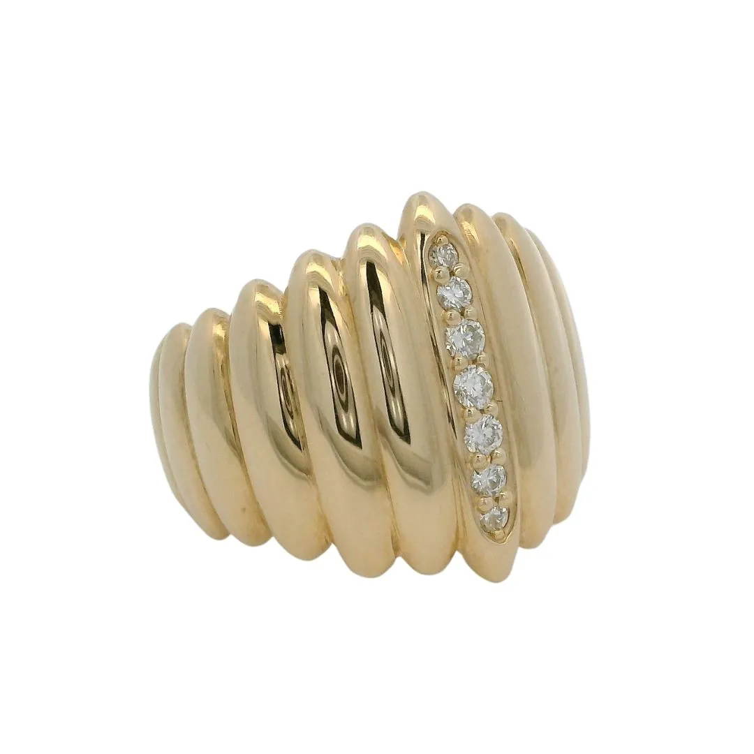 PIGALLE - Modern Wide Gold & Diamond Engagement Ring