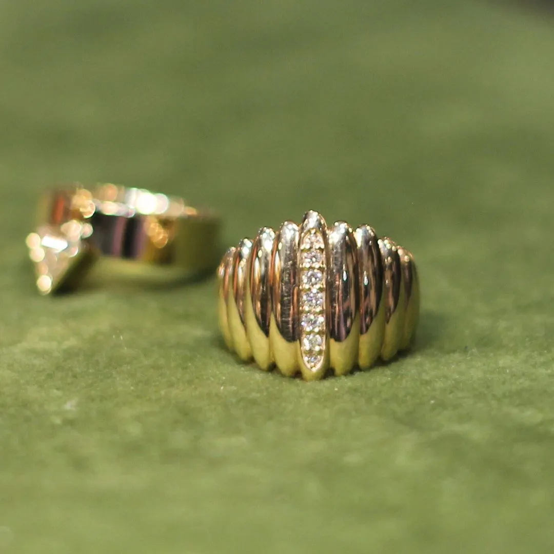 PIGALLE - Modern Wide Gold & Diamond Engagement Ring