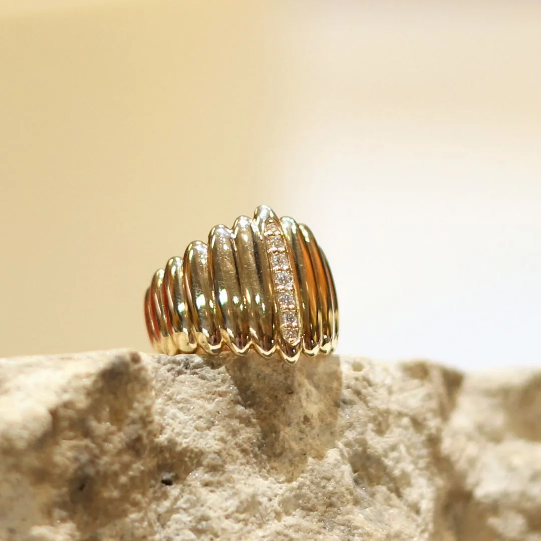 PIGALLE - Modern Wide Gold & Diamond Engagement Ring