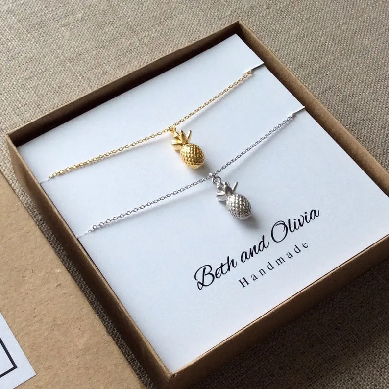 Pineapple Double Charm Necklace Set
