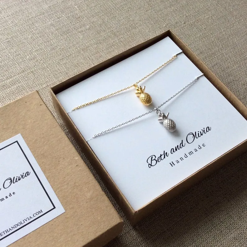 Pineapple Double Charm Necklace Set