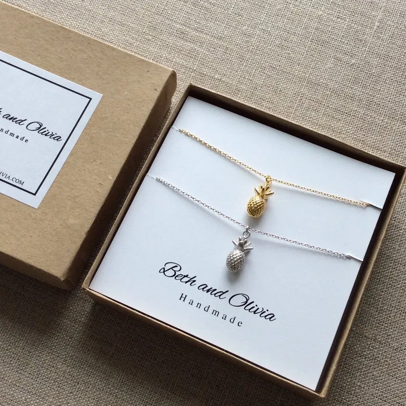 Pineapple Double Charm Necklace Set