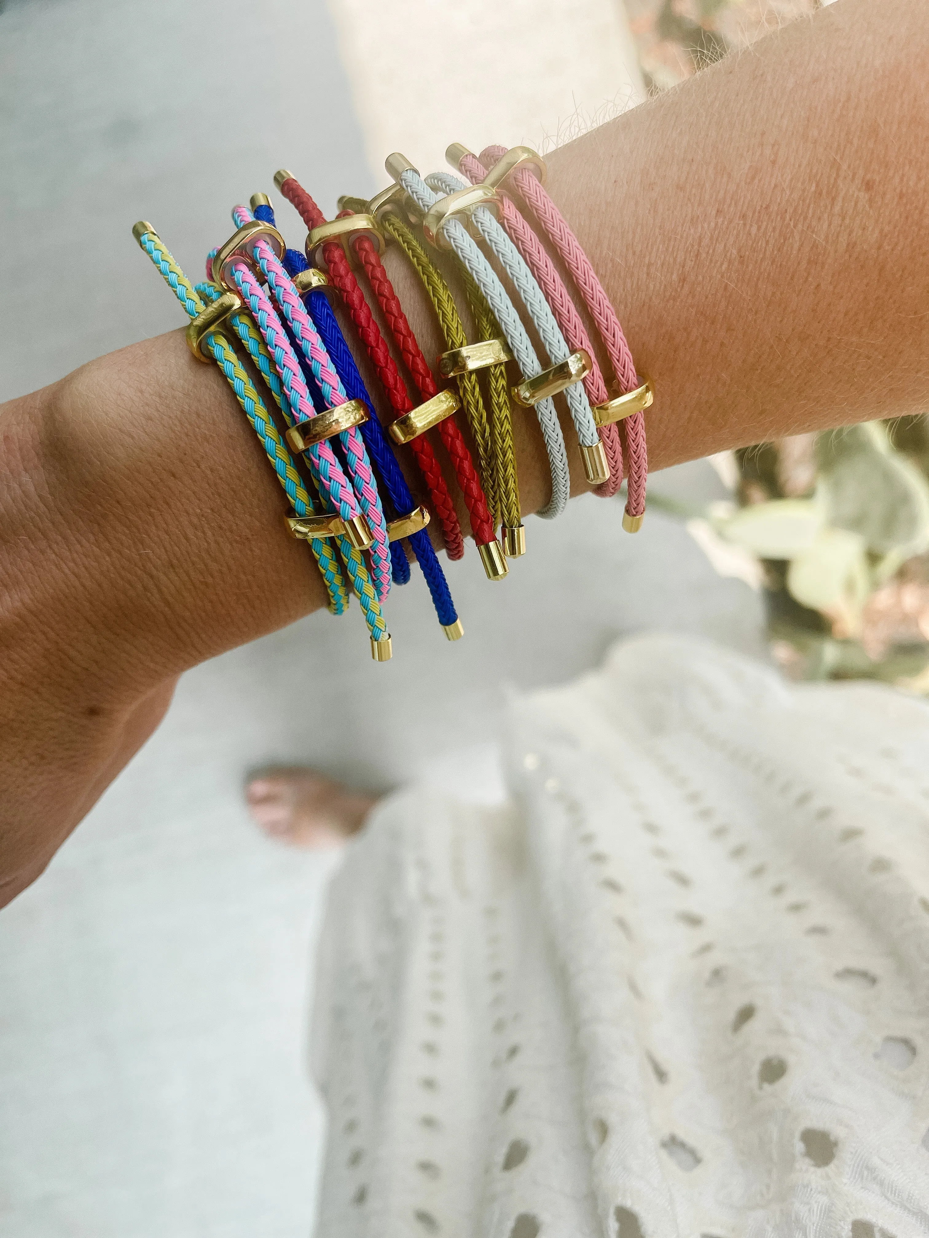 Pink   Blue Cable Bracelet