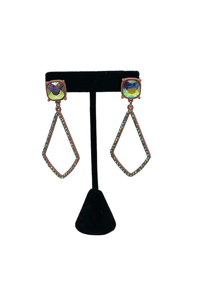 Pink Stone Teardrop Earrings
