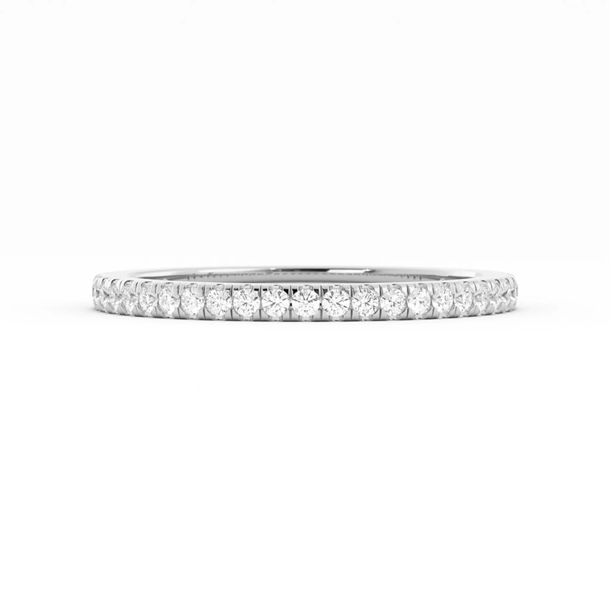 Platinum Round Three Quarter Pave Natural Diamond Wedding Band