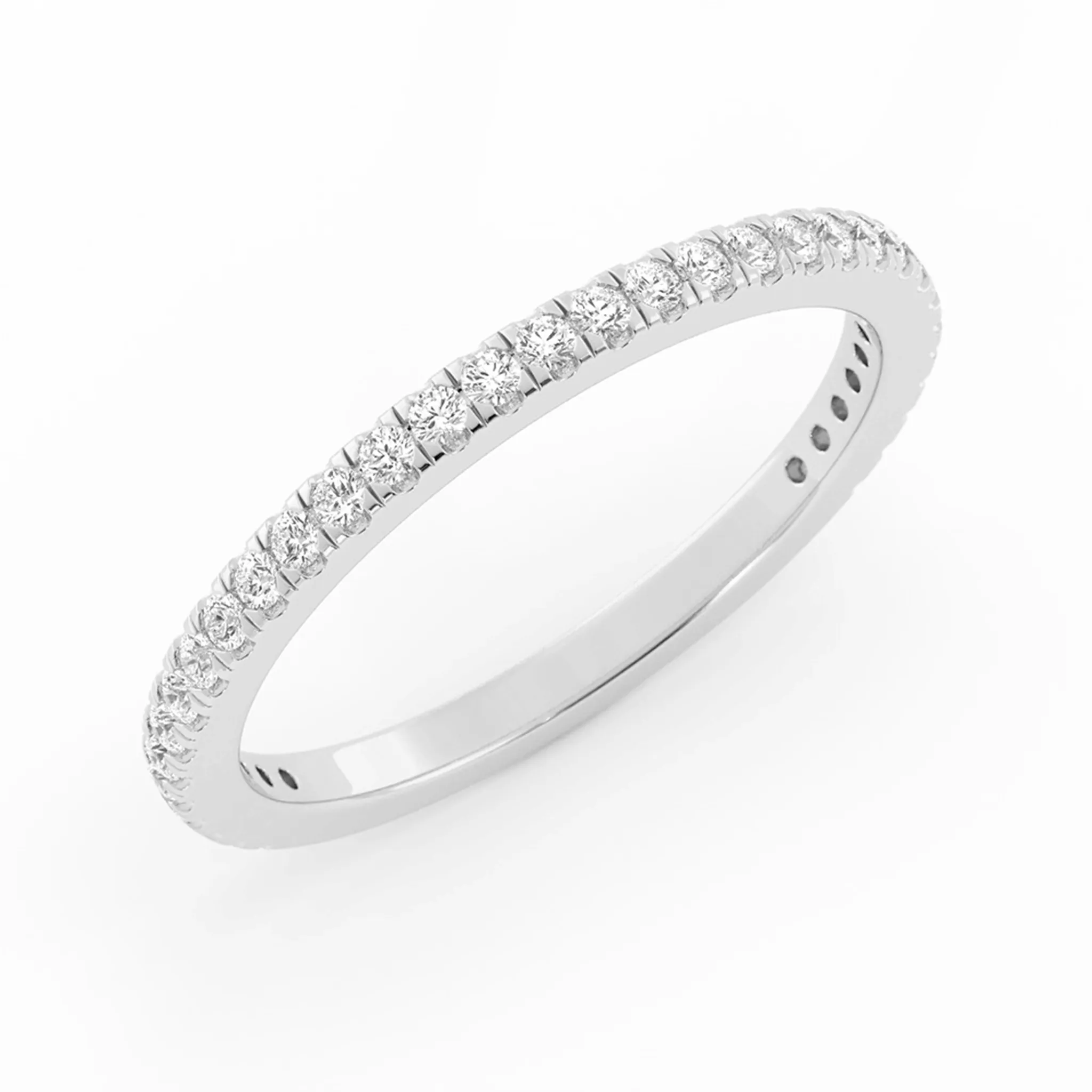 Platinum Round Three Quarter Pave Natural Diamond Wedding Band