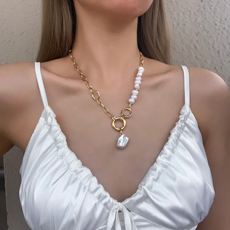Precious Natural Freshwater Pearl Chain Pendant Necklaces