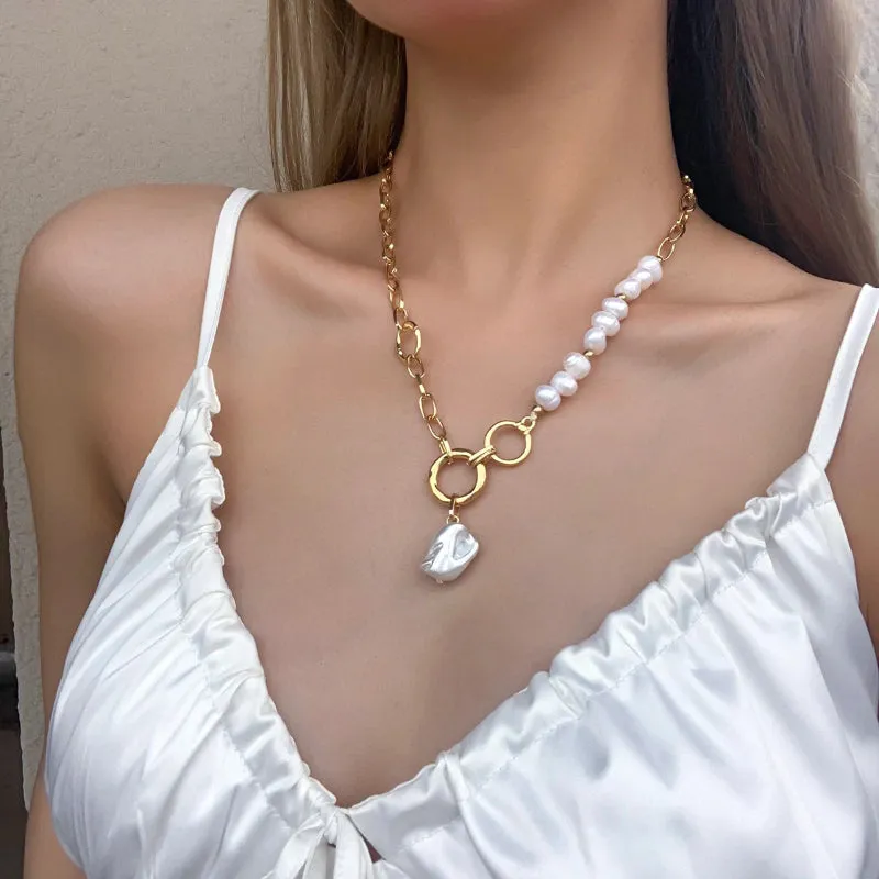 Precious Natural Freshwater Pearl Chain Pendant Necklaces
