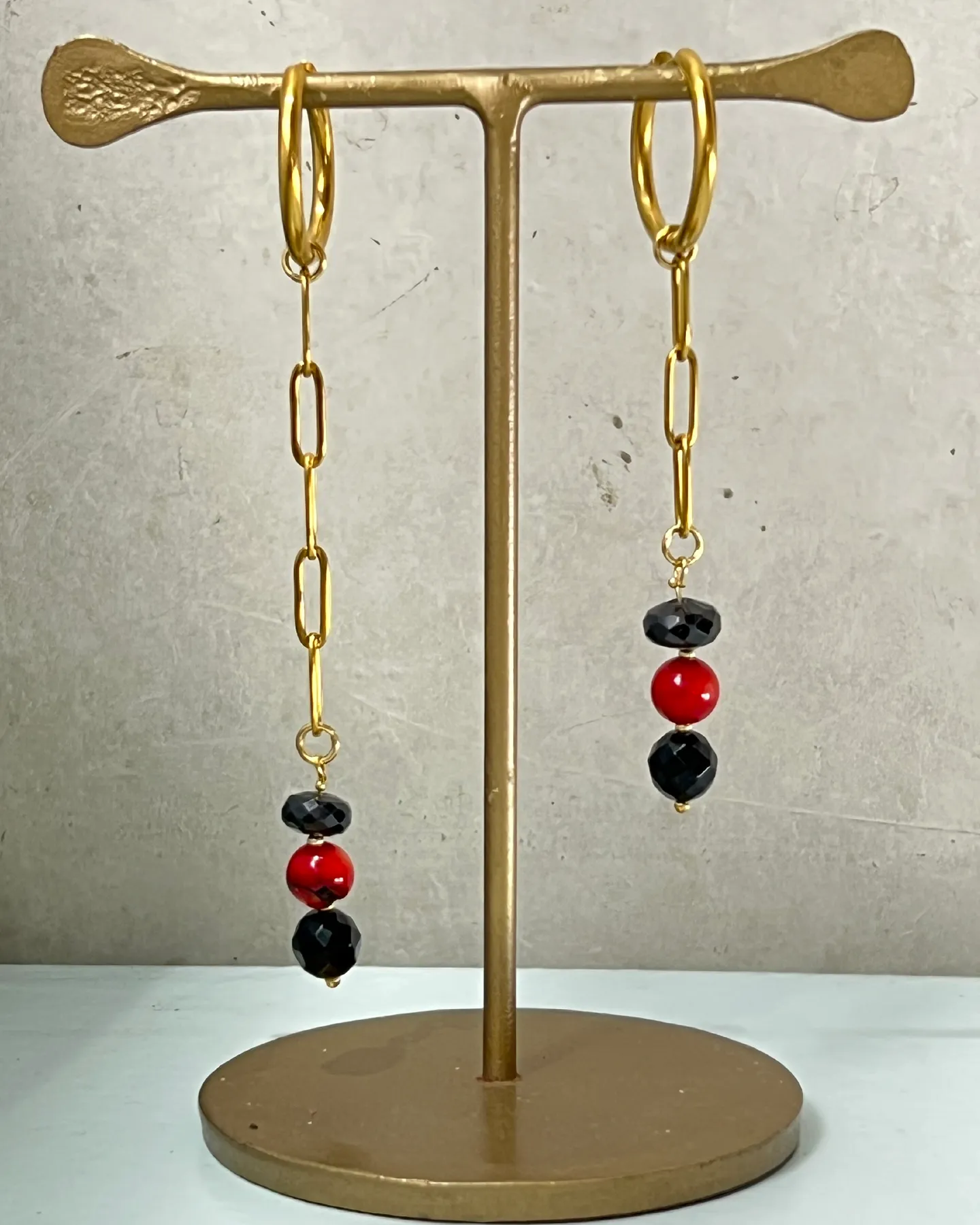Pretty in Pink Asymmetrical Earrings * gold-toned