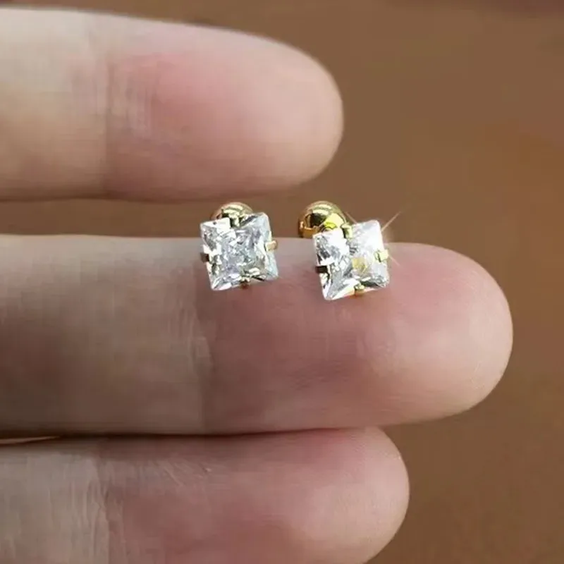 Princess Cut Stud Earrings (3 pairs)
