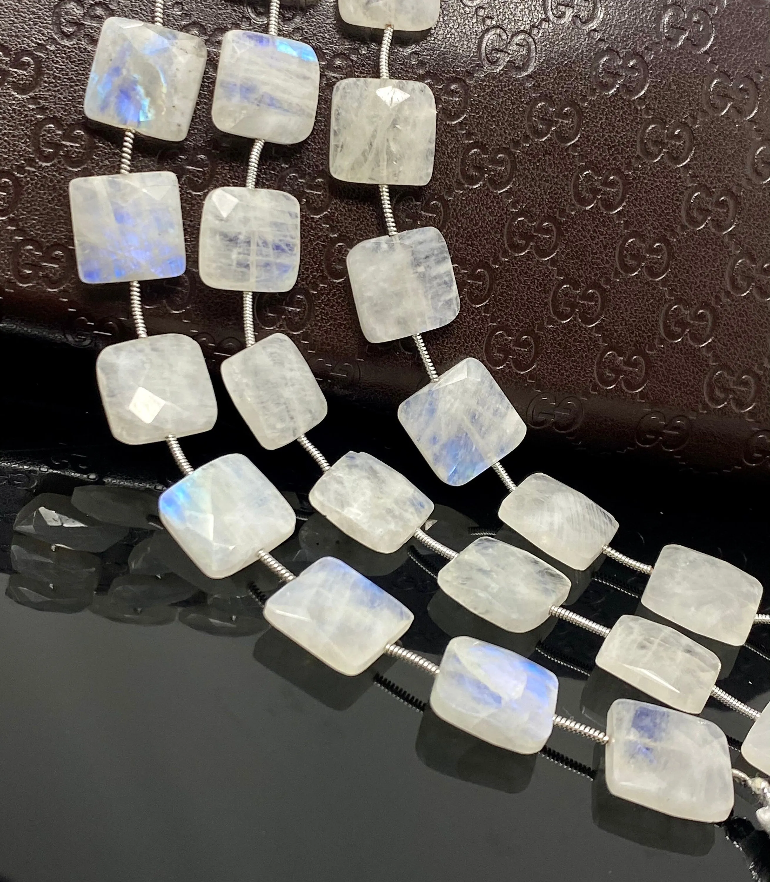 Rainbow Moonstone Beads, Moonstone Briolette Beads, Gemstone Beads, Bulk Wholesale Beads, 14x14mm - 14.5x14.5mm, 8” Strand