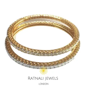 Ratnali | Single line simulated diamond bangles in real silver