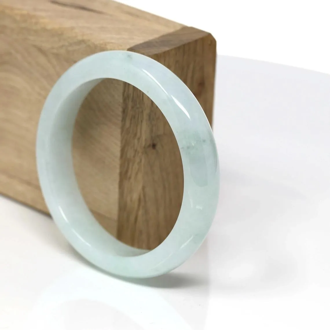 RealJade® Classic Bangle Genuine Burmese Ice Jadeite Jade Bangle Bracelet Real Jade Jewelry (55.58 mm)#443