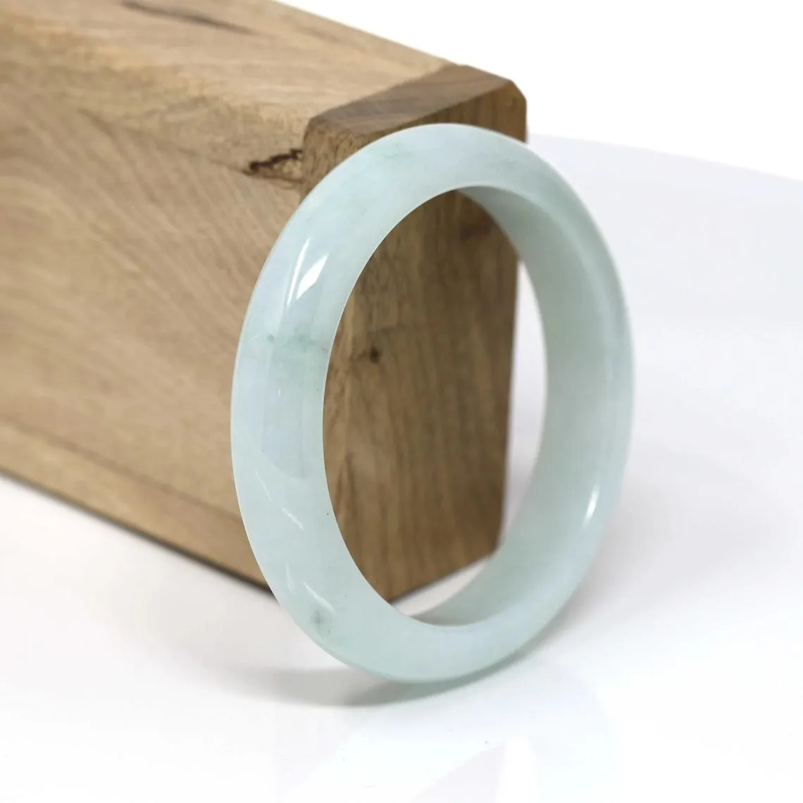 RealJade® Classic Bangle Genuine Burmese Ice Jadeite Jade Bangle Bracelet Real Jade Jewelry (55.58 mm)#443