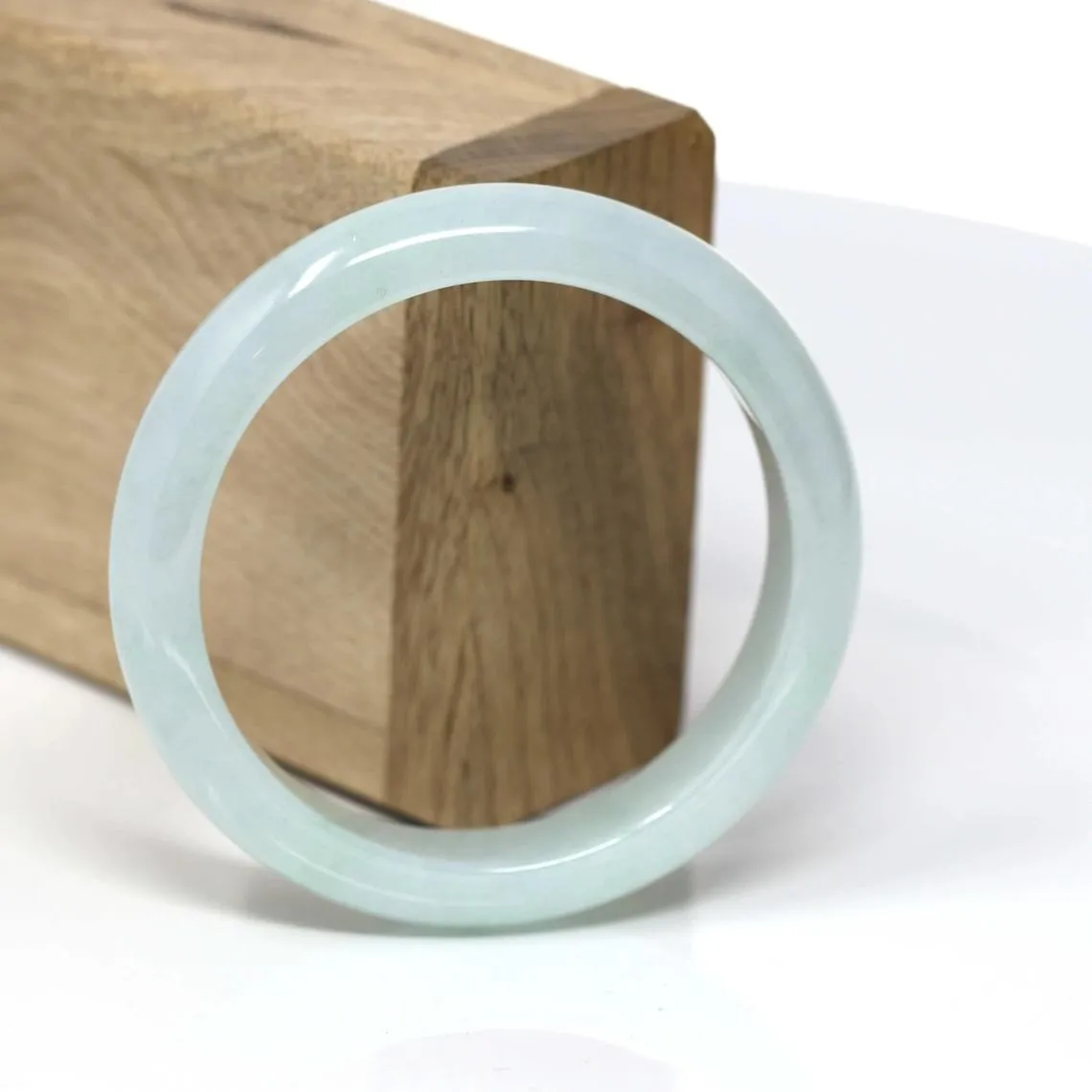 RealJade® Classic Bangle Genuine Burmese Ice Jadeite Jade Bangle Bracelet Real Jade Jewelry (55.58 mm)#443