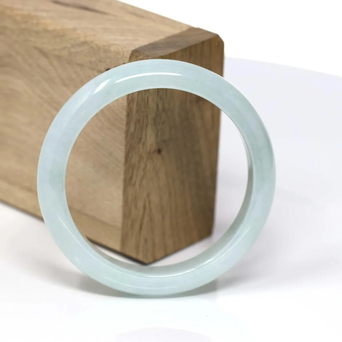 RealJade® Classic Bangle Genuine Burmese Ice Jadeite Jade Bangle Bracelet Real Jade Jewelry (55.58 mm)#443