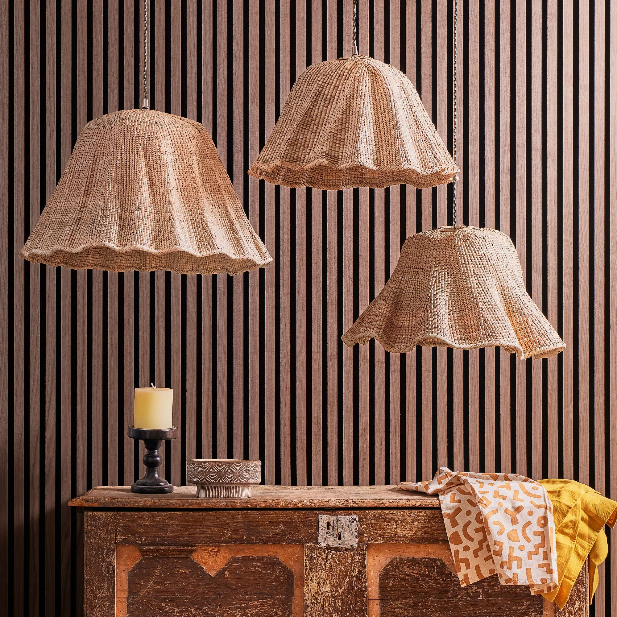 Regular Wonky Wave natural woven palm basket