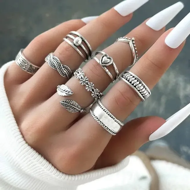 Retro Boho Rings Set