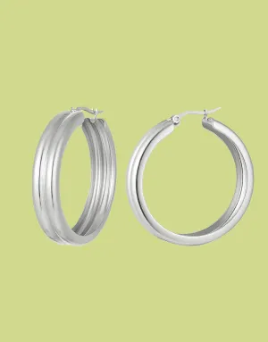 Ribbed hoop earrings