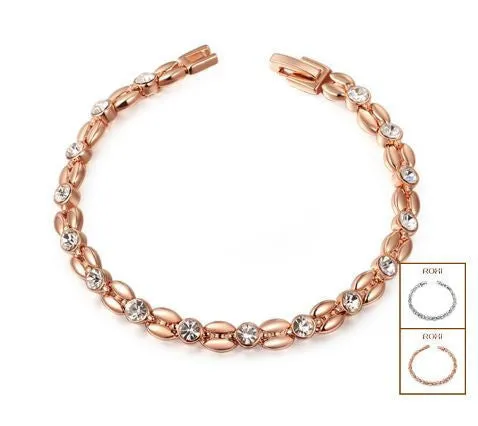Rose Gold Plated Inlay Cubic Zirconia Wheat-shaped Bracelets & Bangles Jewelry Austrian Crystal Bracelets