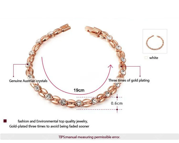 Rose Gold Plated Inlay Cubic Zirconia Wheat-shaped Bracelets & Bangles Jewelry Austrian Crystal Bracelets