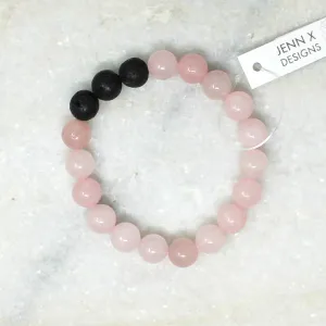 Rose Quartz   Lava Rock Bracelet