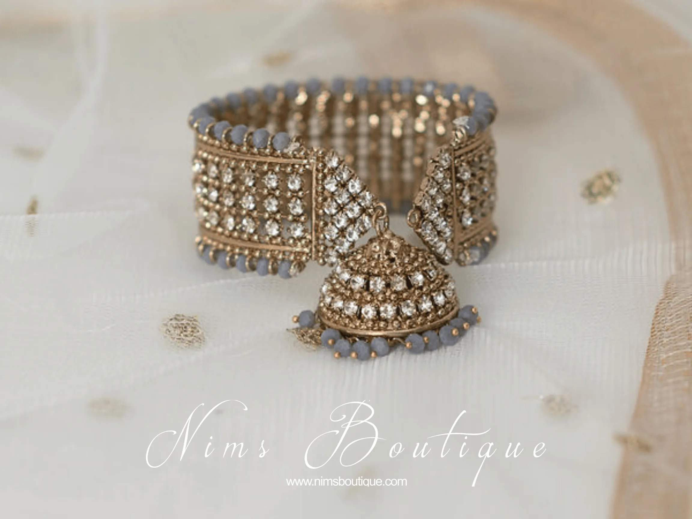 Royal Grey Bracelet with hanging chumka