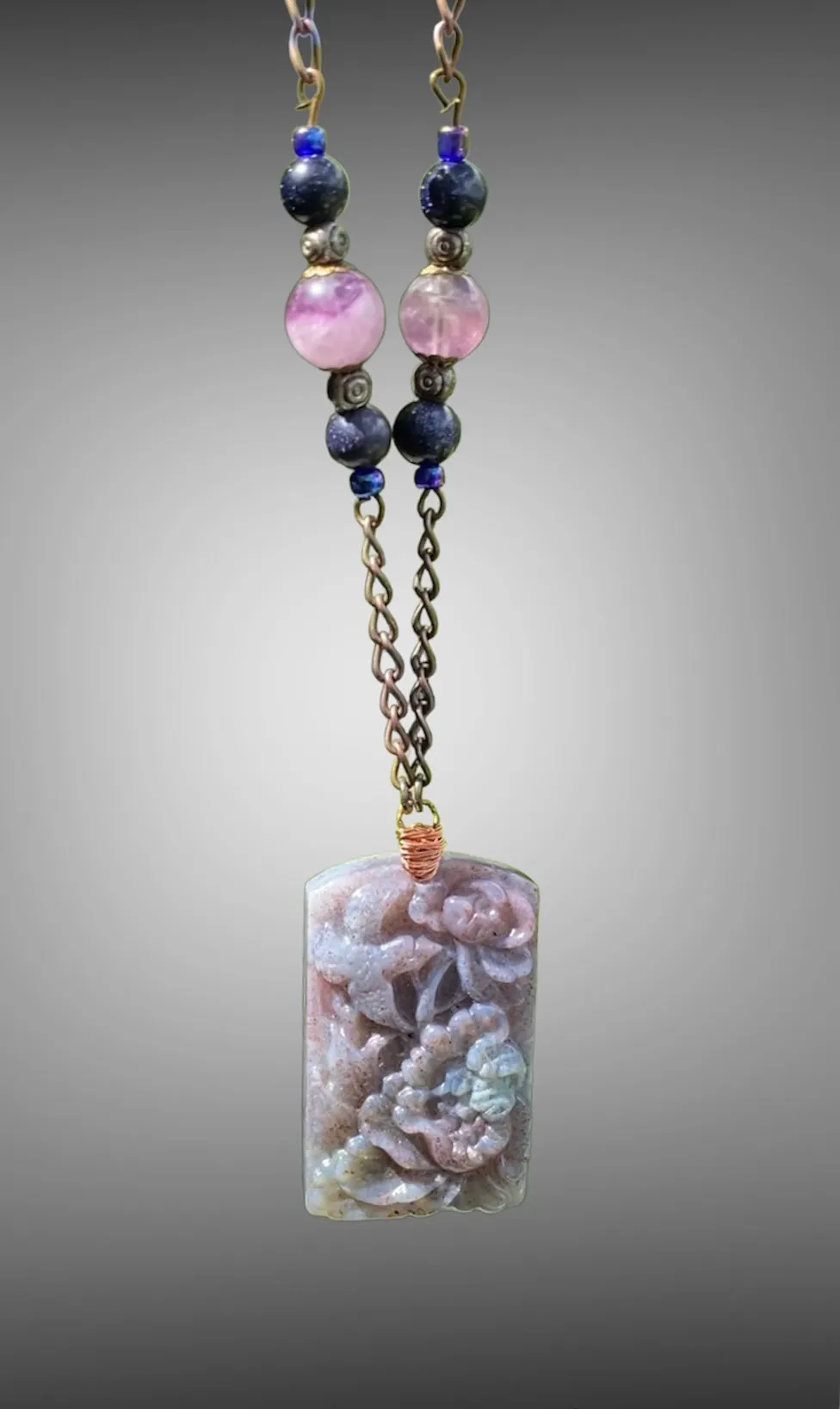 Ruby in Kyanite Carved Necklace